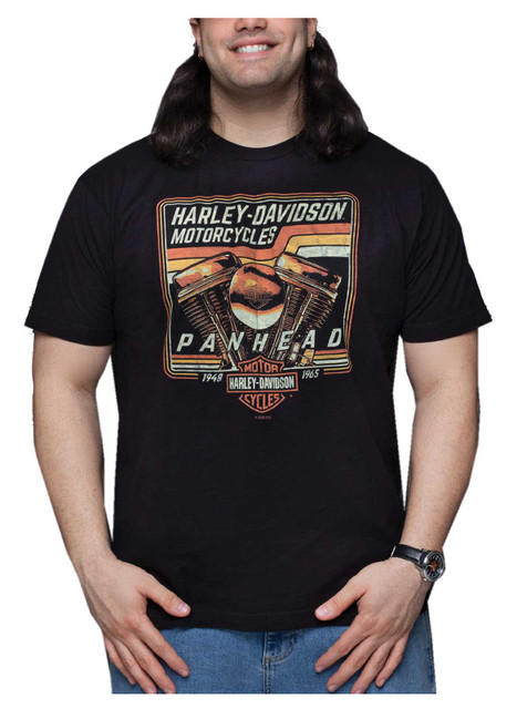 Harley-Davidson Men's Pan Age Engine Short Sleeve Crew-Neck T-Shirt - Black - Wisconsin Harley-Davidson