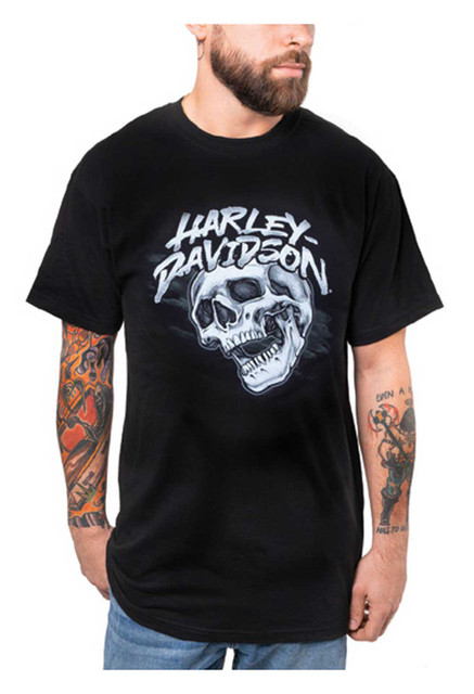 Harley-Davidson Men's Skull Blend Short Sleeve Crew-Neck T-Shirt - Black - Wisconsin Harley-Davidson