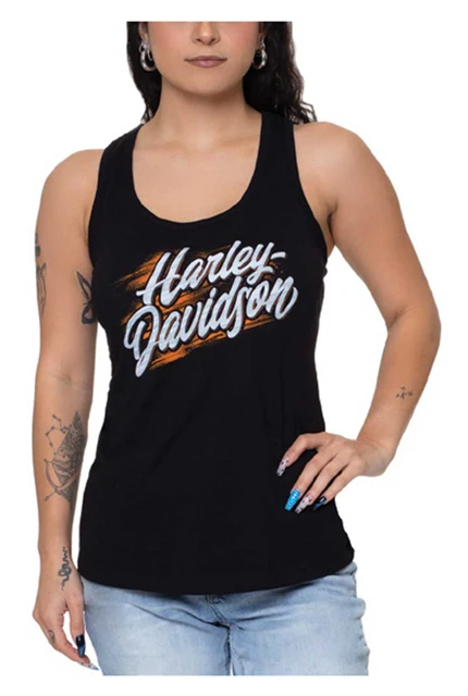 Harley-Davidson Women's Beam Sleeveless Racerback Cotton Tank Top, Black - Wisconsin Harley-Davidson