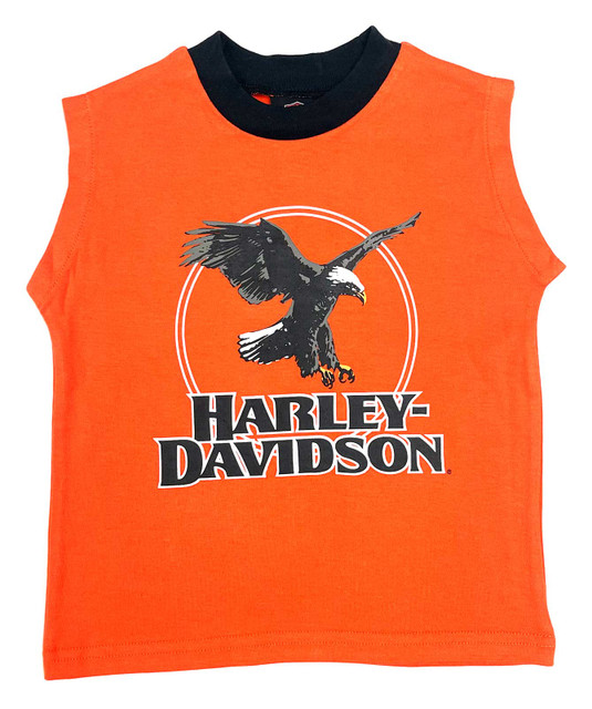 Harley-Davidson Big Boys' Soaring Eagle Sleeveless Muscle Tee - Orange - Wisconsin Harley-Davidson