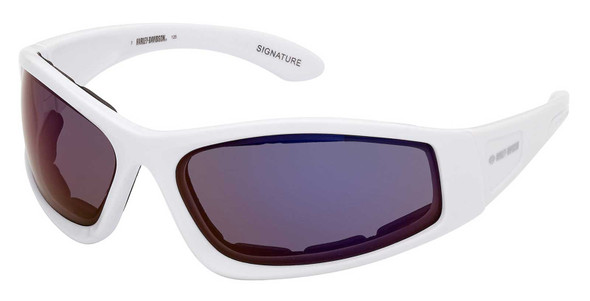 Harley-Davidson Men's Signature Fixed Foam Riding Sunglasses, Blue Mirror Lens - Wisconsin Harley-Davidson