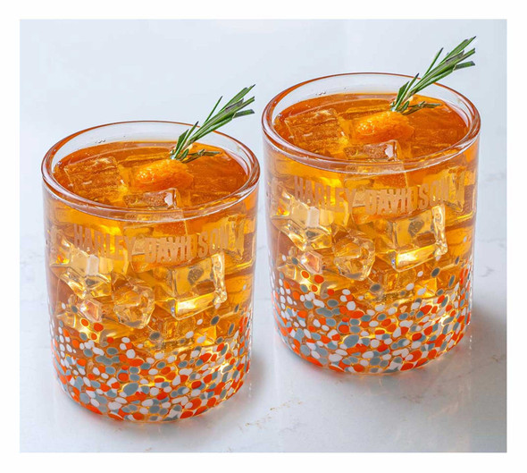 Harley-Davidson® Confetti Double Old Fashion Glass Set - Hand