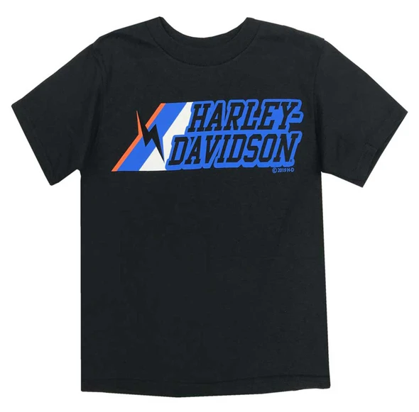 Harley-Davidson Big Boys' Lightening Bolt H-D Short Sleeve T-Shirt - Black - Wisconsin Harley-Davidson