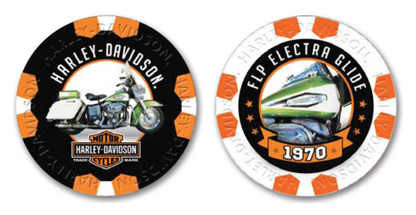 Harley-Davidson Vintage Series 15 1970 FLP Electra Glide Collectible Poker Chips - Wisconsin Harley-Davidson