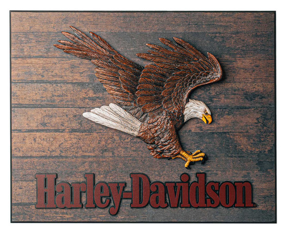 Harley-Davidson Hand Painted Resin Swooping Eagle Wooden Pub Sign, 24 x 20 inch - Wisconsin Harley-Davidson