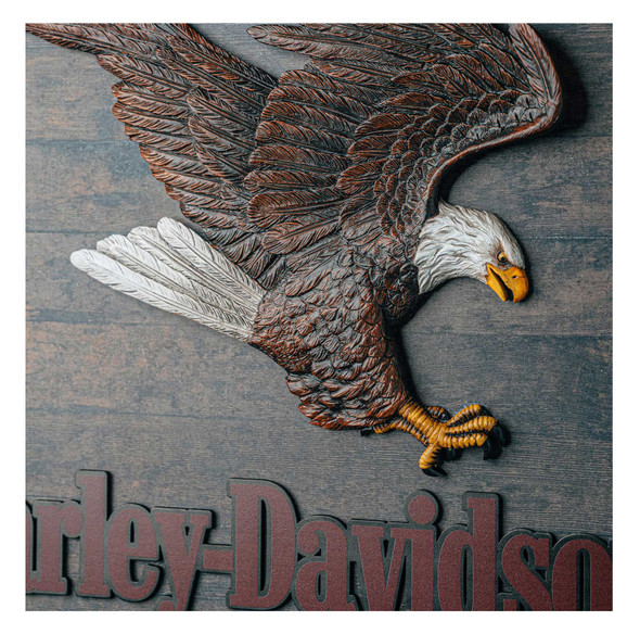Harley-Davidson® Hand Painted Resin Swooping Eagle Wooden Pub Sign