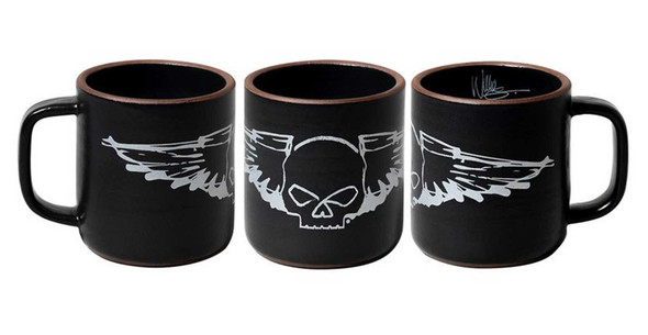 Harley-Davidson® Willie G Skull Silver Wings Handmade Pottery Mug