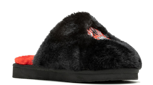 Harley-Davidson Women's Barela Flame Logo Fur House Slippers , D84801 - Wisconsin Harley-Davidson