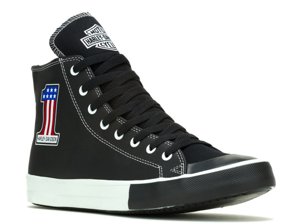 Harley-Davidson Men's Baxter High-Top #1 Black Leather Sneakers, D93904 - Wisconsin Harley-Davidson