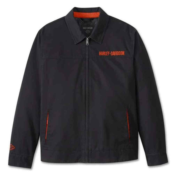 Harley-Davidson Men's Bar Font Cotton Casual Jacket - Black 98403-24VM - Wisconsin Harley-Davidson