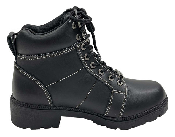 Unik Women's Premium Leather Short Motorcycle Boots - Black 12020