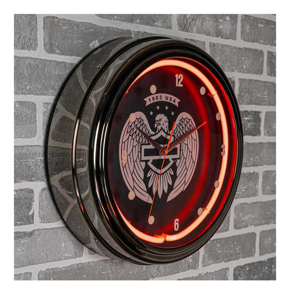 Harley-Davidson® Open Bar & Shield Eagle Neon Clock - 15 inch