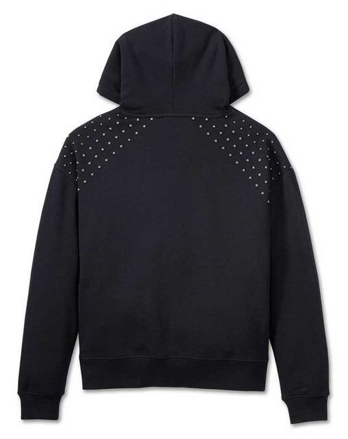 ◆Harley Davidson◆ Pigment Dying American Legend Sweatshirt Harley-Davidson® Women's Studded Out Pullover Hoodie – Black