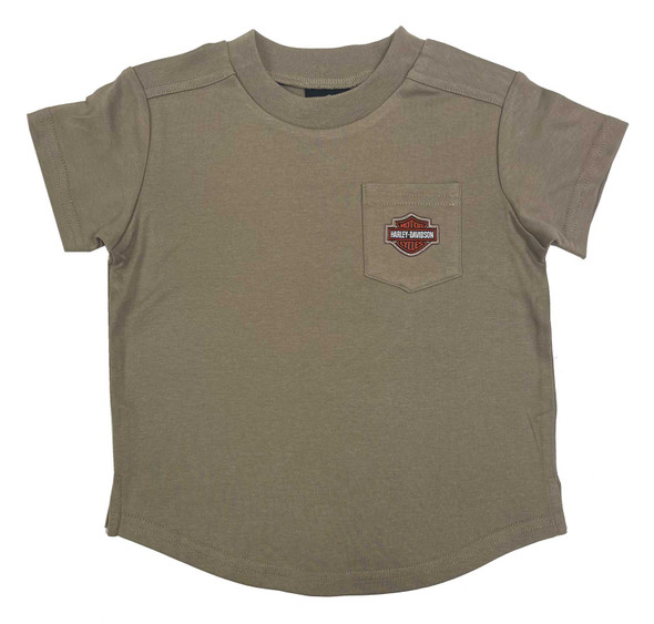 Harley-Davidson Little Boys' Bar & Shield Short Sleeve Pocket Tee – Green - Wisconsin Harley-Davidson