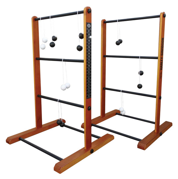 Harley-Davidson Deluxe Wooden Ladder Ball Toss Yard Game w/ Carry Case - Wisconsin Harley-Davidson