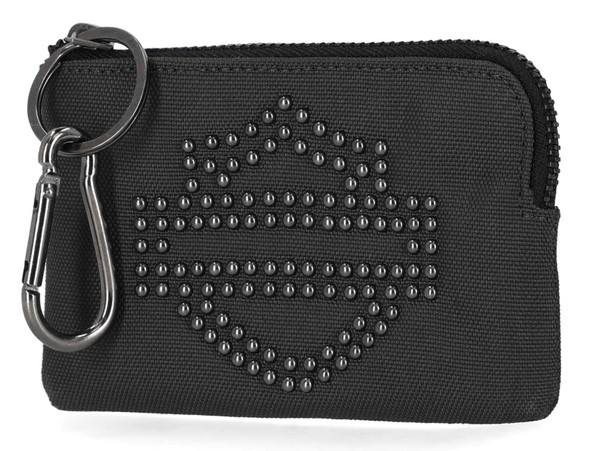 Harley-Davidson Women's Bar & Shield Studded Key Case Polyester Pouch – Black - Wisconsin Harley-Davidson
