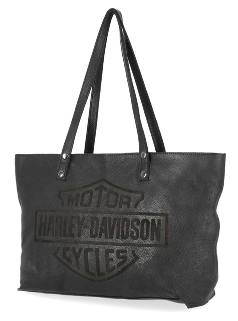 Harley-Davidson® Women's Washed Bar & Shield Logo Leather Tote Bag