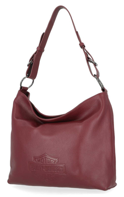 Harley-Davidson Women's Rebel Pebble Bar & Shield Bucket HOBO Purse, Oxblood - Wisconsin Harley-Davidson