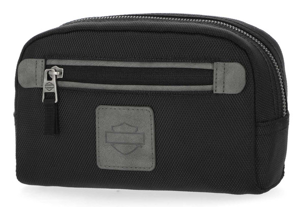 Harley-Davidson Men's Bar & Shield Polyester Leather Travel Toiletry Kit – Black - Wisconsin Harley-Davidson