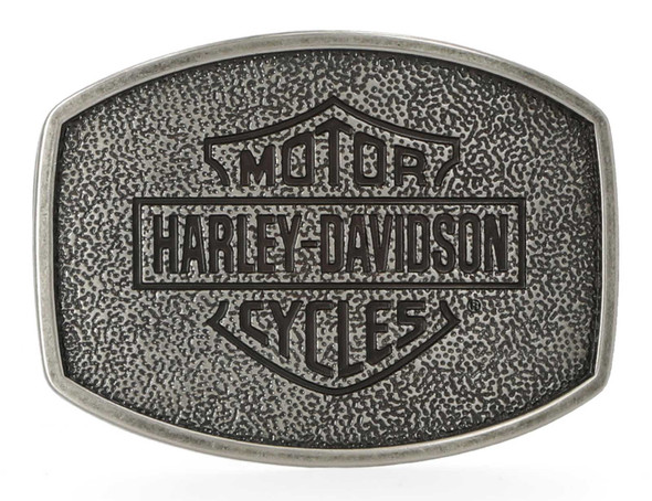 Harley-Davidson Men's Bar & Shield Plaque Belt Buckle, Antique Nickel Finish - Wisconsin Harley-Davidson