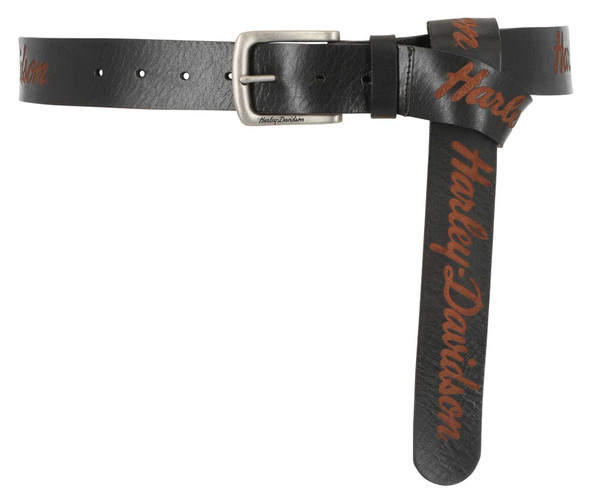 Harley-Davidson® Women's Long Tail Laser Etch Genuine Leather Belt