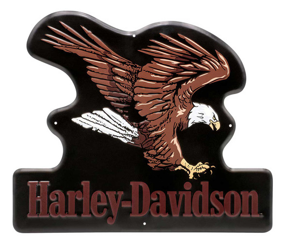 Harley-Davidson Embossed Tin Sign, Swooping Eagle Graphic, 17 x 15.7 inches - Wisconsin Harley-Davidson