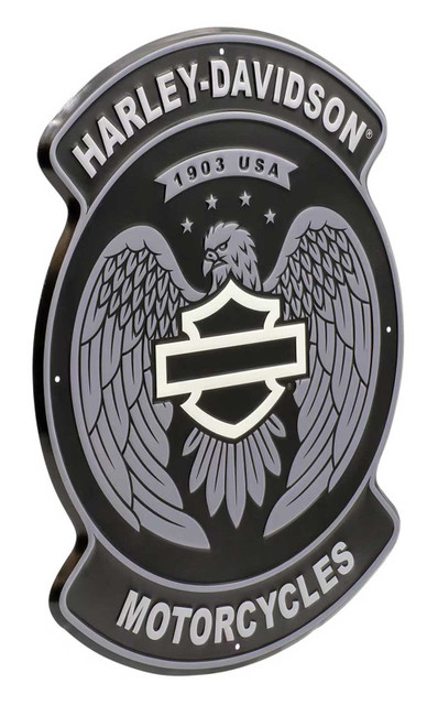 Harley-Davidson® Embossed Tin Sign, Open Bar & Shield Eagle, 15 x