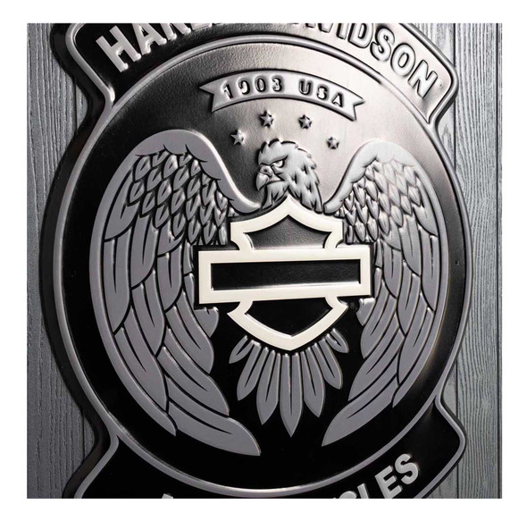 Harley-Davidson® Embossed Tin Sign, Open Bar & Shield Eagle, 15 x