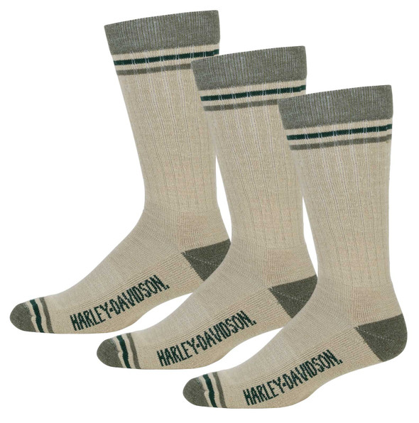 Harley-Davidson Men's Wool Surplus Moisture Wicking Riding Socks- Khaki, 3 Pairs - Wisconsin Harley-Davidson