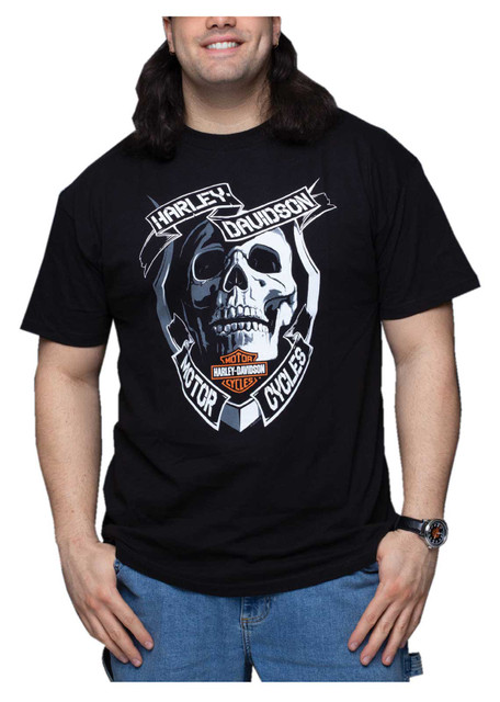 Harley-Davidson Men's Hooked Skull Short Sleeve Crew-Neck T-Shirt - Black - Wisconsin Harley-Davidson