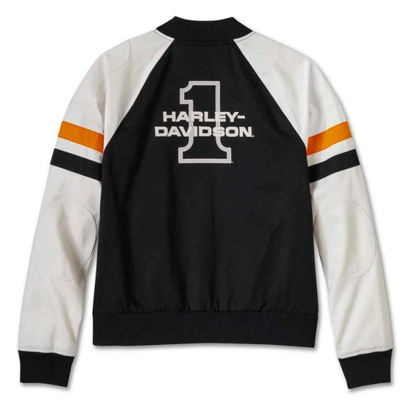 Harley-Davidson® Women's Stacked Bar & Shield Bomber Jacket, Black