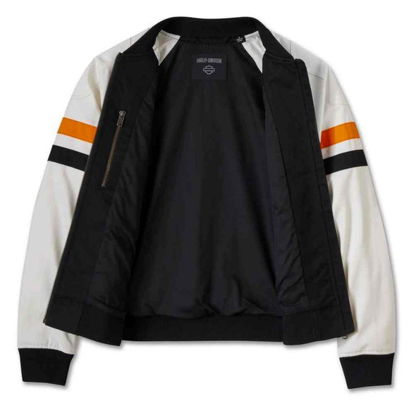 Harley-Davidson® Women's Stacked Bar & Shield Bomber Jacket, Black