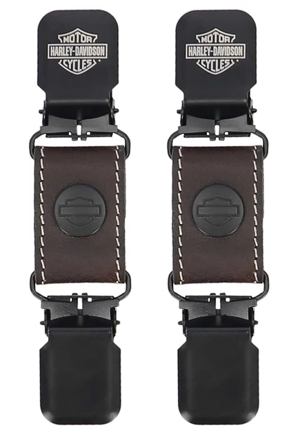 Harley-Davidson Men's Etched Bar & Shield Logo Leather Boot Clips – Brown - Wisconsin Harley-Davidson