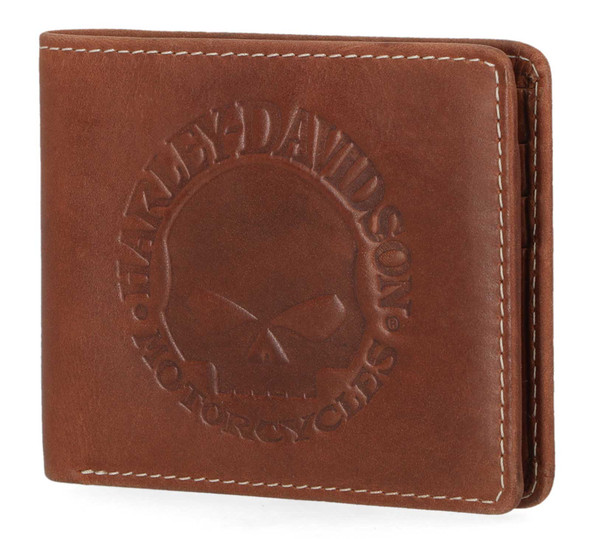 Harley-Davidson® Men's Embossed Willie G Skull Bi-Fold Leather