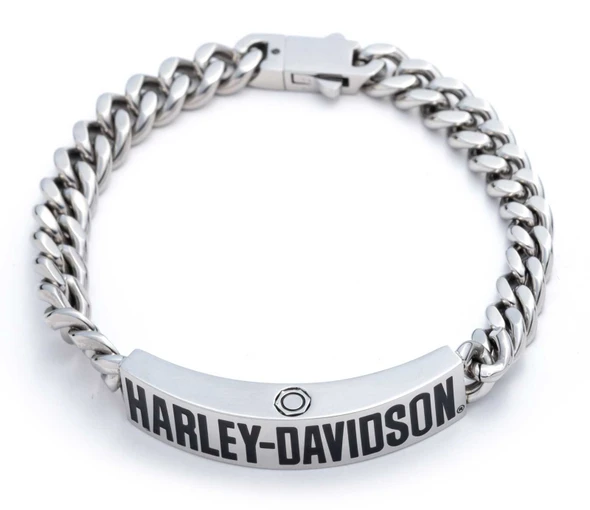 Harley-Davidson Men's 9 in. H-D Logo Curb Chain Bracelet - Stainless Steel - Wisconsin Harley-Davidson