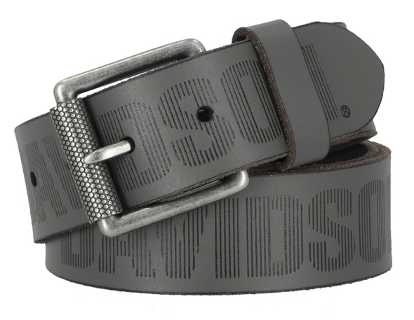 Harley-Davidson Men's Embossed H-D Logo Genuine Leather Belt - Solid Gray - Wisconsin Harley-Davidson