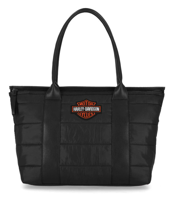 Harley-Davidson Women's Bar & Shield Logo Puffy Nylon Tote Bag - Black - Wisconsin Harley-Davidson