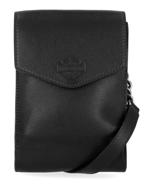 Harley-Davidson Women's Bar & Shield Chain Leather Crossbody Hip Bag - Black - Wisconsin Harley-Davidson