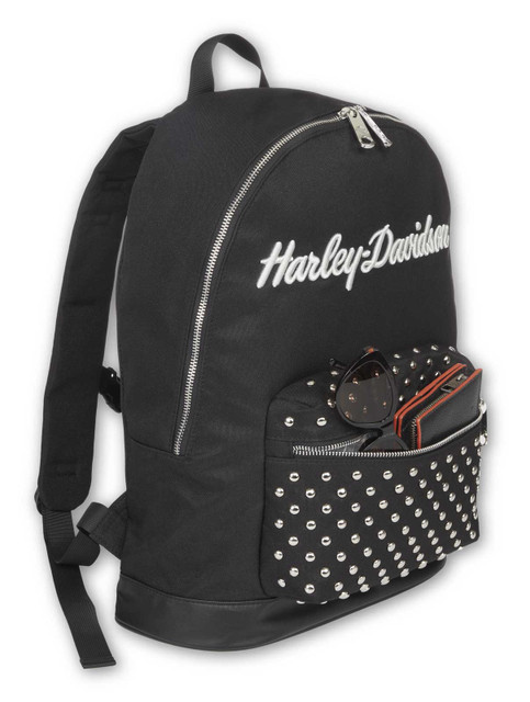 Harley-Davidson® Women's Classic Studded Backpack, 3D Embroidered