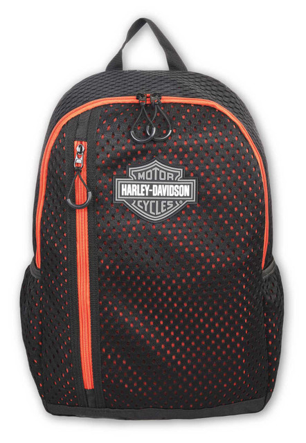 Harley-Davidson Rumble Bar & Shield Logo Backpack, Polyester w/ Mesh - Black - Wisconsin Harley-Davidson