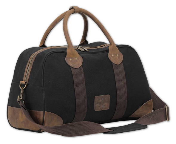 Harley-Davidson Heritage Bar & Shield Logo Canvas/Leather Duffel Bag - Black - Wisconsin Harley-Davidson
