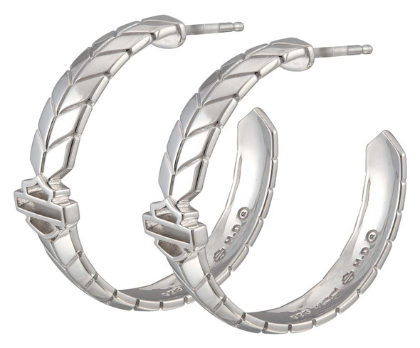 Harley-Davidson Women's Insignia Bar & Shield Hoop Earrings, Sterling Silver - Wisconsin Harley-Davidson