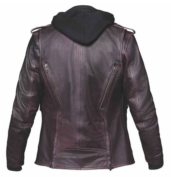 Derringer Women's 3-IN-1 Lambskin Hooded Leather Motorcycle Jacket