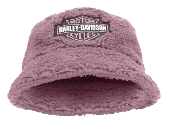 Harley-Davidson Toddler Girls' Stylish Sherpa Bar & Shield Bucket Hat, Purple - Wisconsin Harley-Davidson