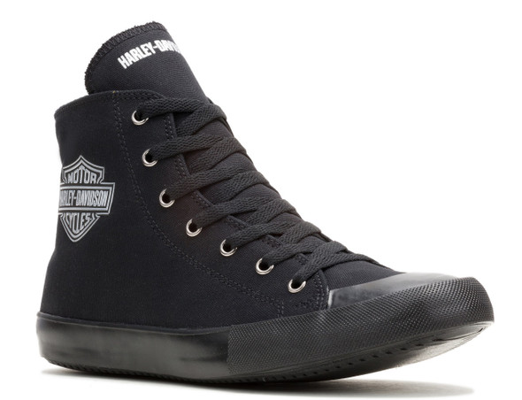 Harley-Davidson Men's Nathan Chrome High-Top Black Canvas Sneakers, D93810 - Wisconsin Harley-Davidson