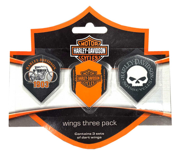 Harley-Davidson Wings Assorted Dart Standard Flights Pack - 3 Sets, Black 644-G - Wisconsin Harley-Davidson