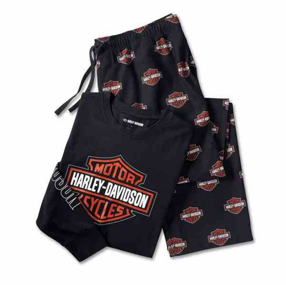 Harley-Davidson ロングスリーブカットソー made in USA Harley-Davidson® Men's Bar & Shield Long Sleeve Pajamas Logo