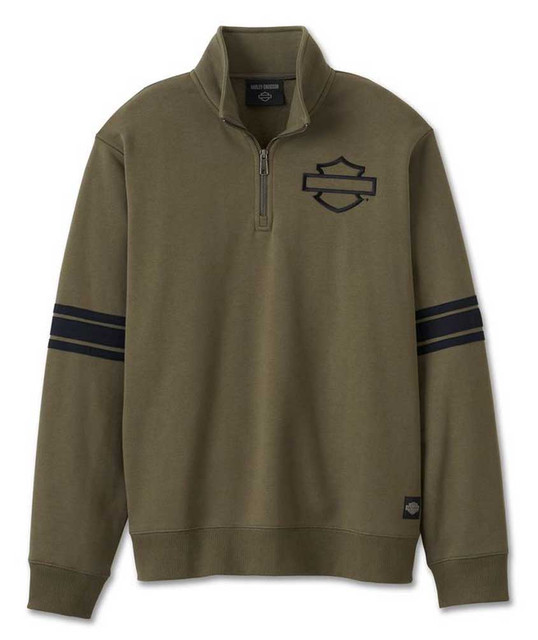 Harley-Davidson Men's Bar & Shield 1/4-Zip Fleece Pullover, Green 96099-25VM - Wisconsin Harley-Davidson