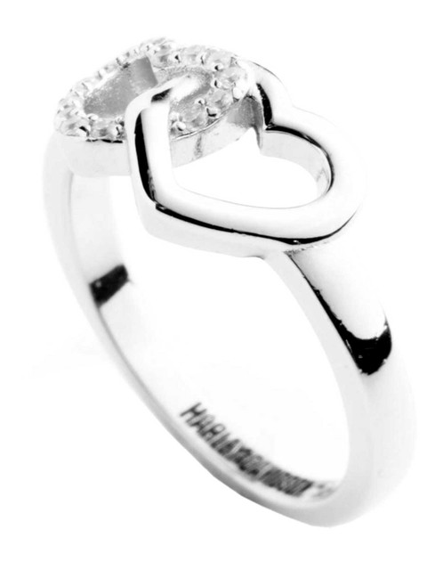 Harley-Davidson® Women's Embellished Double Heart Ring, Sterling