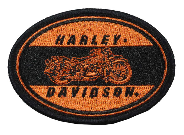 Harley-Davidson 3 in. Embroidered Model C Emblem Sew-On Patch, Black/Orange - Wisconsin Harley-Davidson